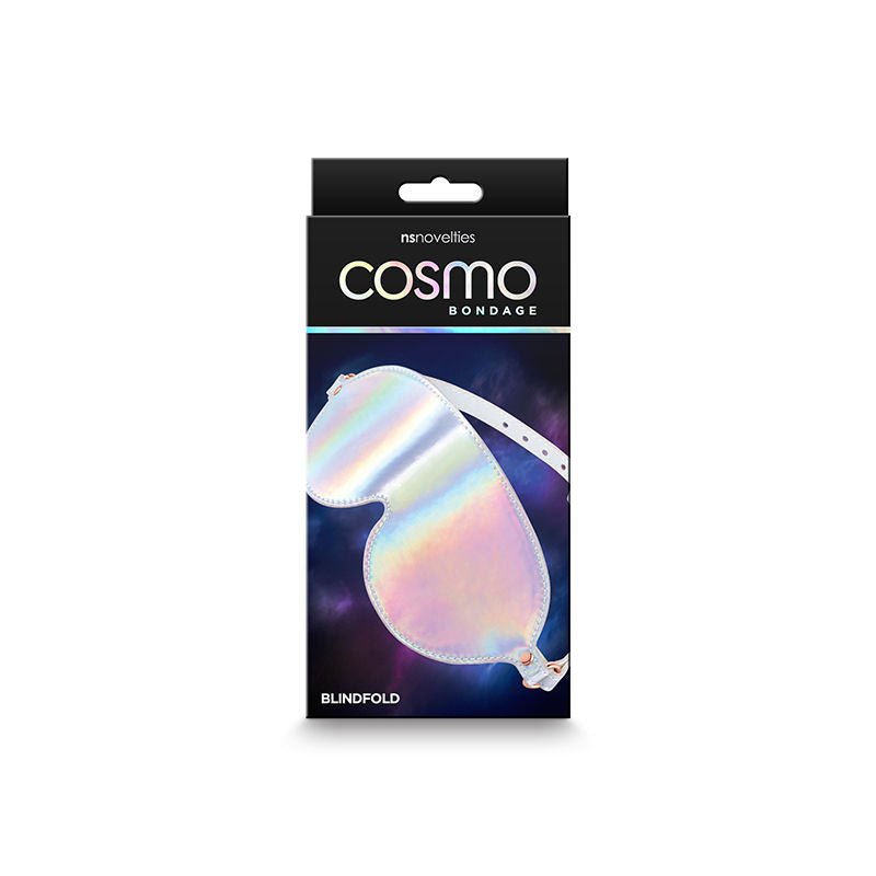 Cosmo bondage blindfold - rainbow -  box front view | Flirtybay.com.au